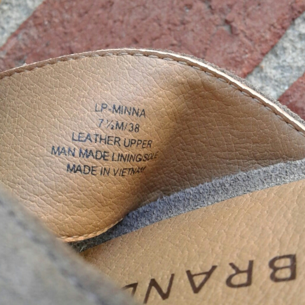 Lucky Brand Deep Taupe Ribbon Cut Suede Slides - Picture 7 of 8